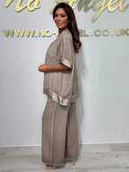 Women's casual, fashionable V-neck suit made of cotton and linen
