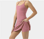 2-in-1 Exercise Dresses with Built-in Bra & Shorts