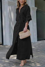 Cotton Linen Maxi Dress – Loose Casual Summer Long Dress