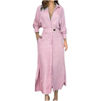 Cotton Linen Maxi Dress – Loose Casual Summer Long Dress
