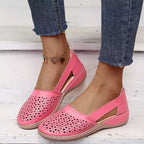 Women Wedges Orthopedic Hollow Out PU Summer Vintage Sandals
