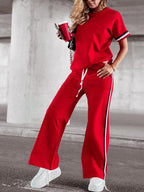 Women's Round Neck Short Sleeve Two Piece Suit