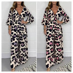Leopard print V-neck jumpsuit