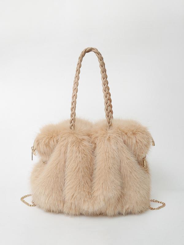 Versatile Plush Velvet Shoulder Tote Bag