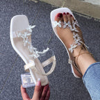 Women's Butterfly  Rhinestone Block Heel Sandals
