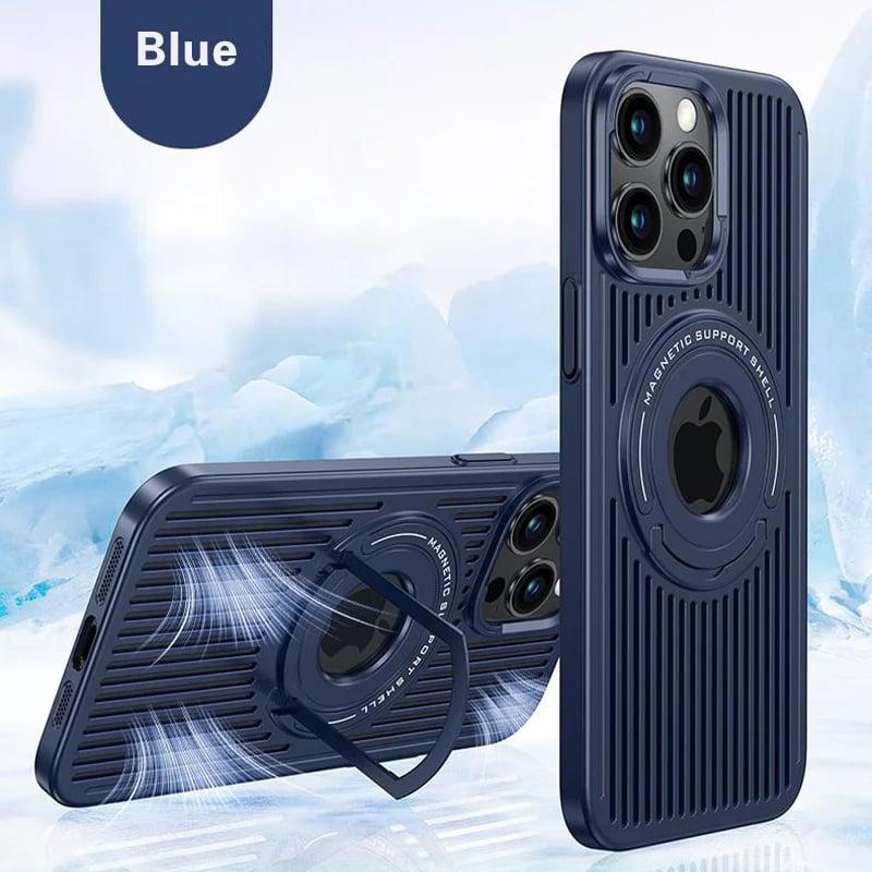 Heat-Dissipating Magnetic Protective Phone Case with Pull-out Bracket for iPhone