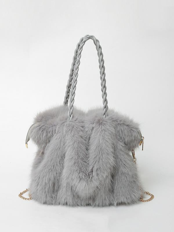 Versatile Plush Velvet Shoulder Tote Bag