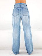 High Waist Loose Wide Leg Mopping Jeans