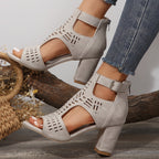 Women's Retro Stacked Heeled Orthopedic Sandals