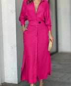 Cotton Linen Maxi Dress – Loose Casual Summer Long Dress