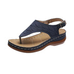 Embroidery Orthopedic Comfy Slipper Wedge Sandals, Walking Leather Sandals