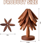 ✨Natural Tree Trivet Set - 4 Wooden Trivets & 1 Stand Like a Christmas Tree