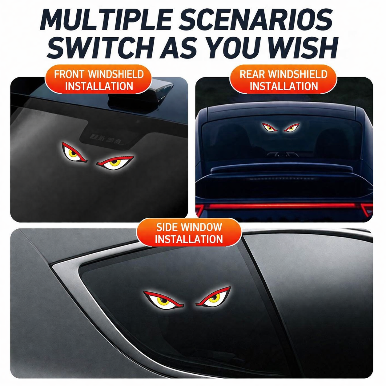 Velo-Pro™ Solar Demon Eye LED Car Light - 180° Stealth Stealth Glow & Type-C Charging