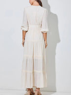 Women's V-Neck Floral Embroidered Maxi Dress (Buy 2 Free Shipping)