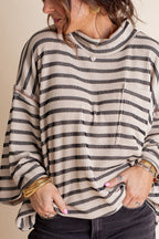 Women's Oversized High Neck Urban Ribbed Striped Top (Buy 2 Free Shipping)
