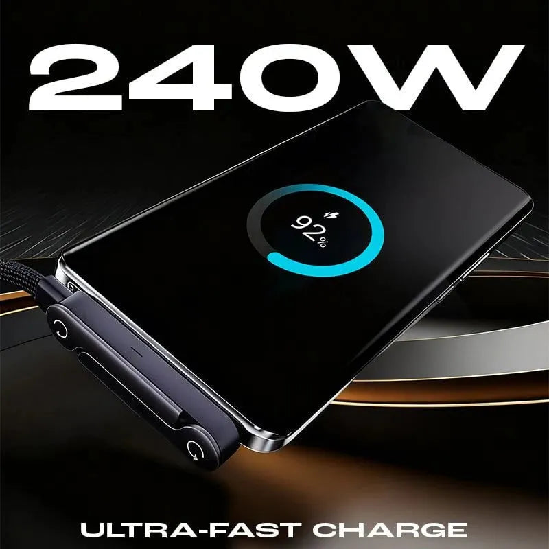 ⚡️240w Super Fast Charging📱invisible Holder Charger Cable With Stand