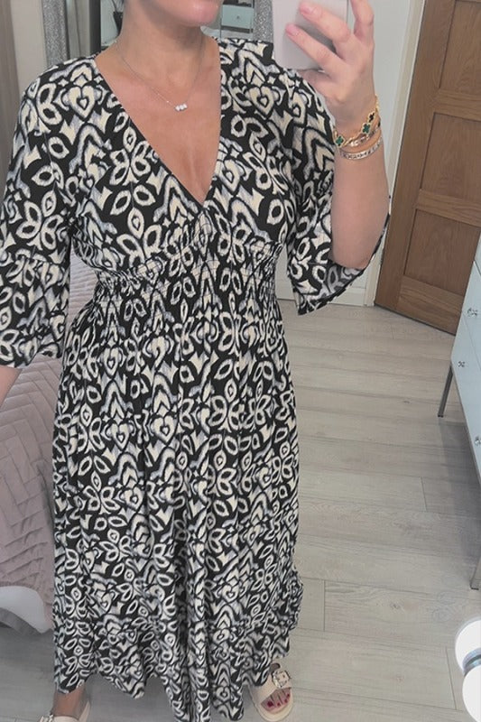 New Bohemian Casual Print V-neck Long Dress (Buy 2 Free Shipping)