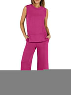 Women's Sleeveless Wide Leg Tracksuits 2 Piece Sets (Buy 2 Free Shipping)