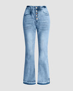90s Vintage Button Up High Waist Flare Jeans