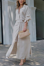 Cotton Linen Maxi Dress – Loose Casual Summer Long Dress