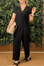 Women's V-Neck Jumpsuit – Stretchy, Machine Washable & Size Inclusive