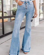 90s Vintage Button Up High Waist Flare Jeans