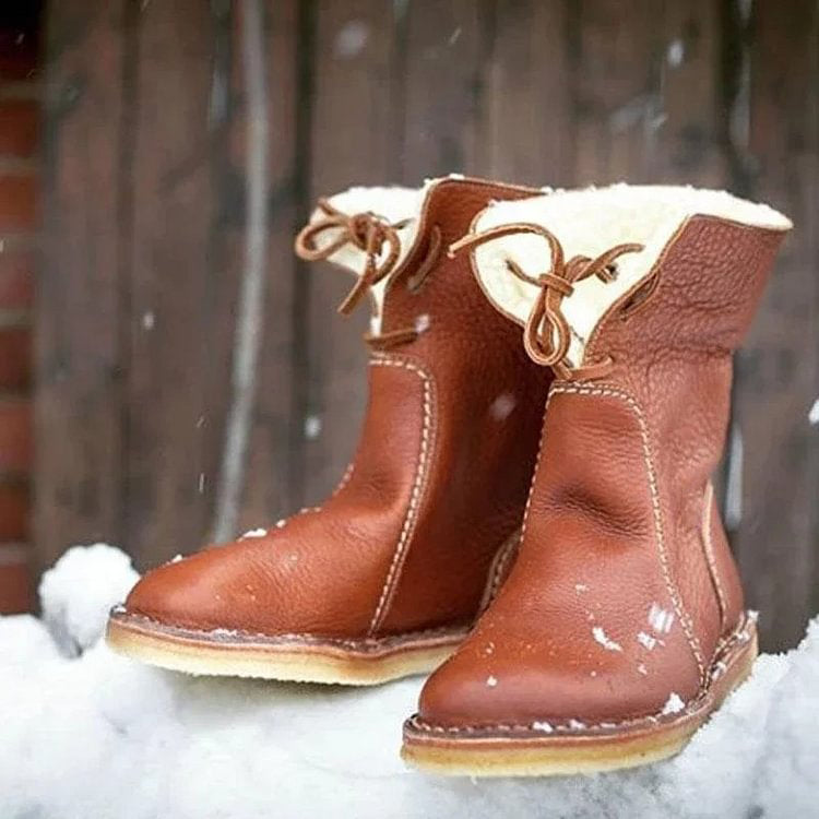 Waterproof Wool Lined Leather Orthopaedic Snow Boots