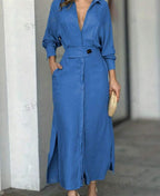 Cotton Linen Maxi Dress – Loose Casual Summer Long Dress