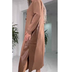 Women's Casual Loose Leather Patchwork Dress with Pockets