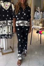Women's casual printed two-piece set