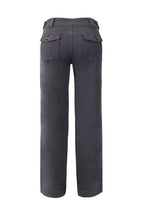 Solid Button Detail Flap Pocket Straight Leg Pants