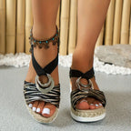 Women'S Leather Platform Wedge Orthopedic Sandals
