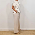 Women's satin short sleeve top and pants two-piece set