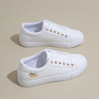 White Low-Top Comfortable Orthopedic Sports Sneakers