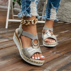 Women'S Leather Platform Wedge Orthopedic Sandals