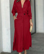 Cotton Linen Maxi Dress – Loose Casual Summer Long Dress