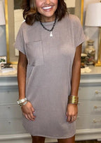 New Ribbed Round Neck Pocket Dress (Buy 2 Free Shipping)