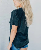 Women's Washed Button T-Shirt (Buy 2 Free Shipping)
