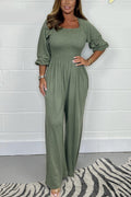 Women's Square Neck High Waist Pleated Jumpsuit(Buy 2 Free Shipping)