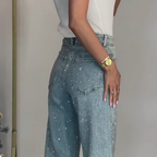 🔥Straight leg jeans with rhinestones
