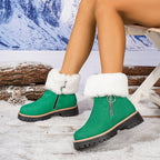 Women's Faux Fur Ankle Snow Boots with Zipper