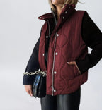 Women Cropped Puffer Vest Stand Collar Sleeveless Lightweight Quilted Vest