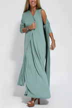 Elegant Long Dress + Matching Cardigan